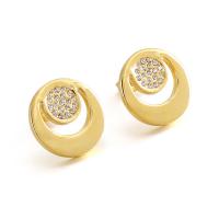 Acier titane boucle d oreille dormeuse, Rond, Placage, pour femme & avec strass & creux, plus de couleurs à choisir, 17mm, Vendu par paire