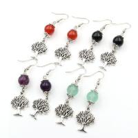 Gemstone Drop Earring, Natural Stone, with Iron & Zinc Alloy, Tree, platinum color plated, vintage & for woman 