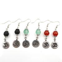 Gemstone Drop Earring, Natural Stone, with Iron & Zinc Alloy, plated, vintage & for woman 