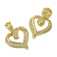 Cubic Zirconia Micro Pave Brass Pendant, Heart, gold color plated, micro pave cubic zirconia & hollow Approx 4mm 