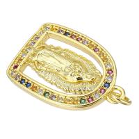 Cubic Zirconia Micro Pave Brass Pendant, gold color plated, micro pave cubic zirconia & hollow Approx 2mm 