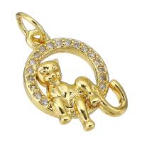 Cubic Zirconia Micro Pave Brass Pendant, gold color plated, micro pave cubic zirconia & hollow Approx 3mm 