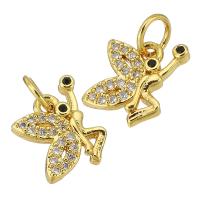 Cubic Zirconia Micro Pave Brass Pendant, Fairy, gold color plated, micro pave cubic zirconia Approx 3mm 