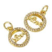 Cubic Zirconia Micro Pave Brass Pendant, gold color plated, micro pave cubic zirconia & hollow Approx 3mm 