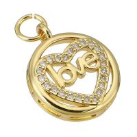 Cubic Zirconia Micro Pave Brass Pendant, gold color plated, micro pave cubic zirconia & hollow Approx 3mm 