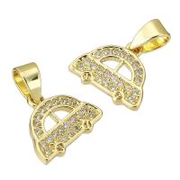 Cubic Zirconia Micro Pave Brass Pendant, gold color plated, micro pave cubic zirconia & hollow Approx 3mm 