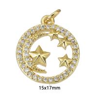 Cubic Zirconia Micro Pave Brass Pendant, gold color plated, micro pave cubic zirconia & hollow Approx 2mm 