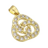 Cubic Zirconia Micro Pave Brass Pendant, gold color plated, micro pave cubic zirconia & hollow Approx 3mm 