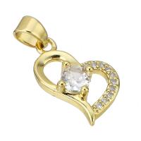 Cubic Zirconia Micro Pave Brass Pendant, Heart, gold color plated, micro pave cubic zirconia & hollow Approx 3mm 