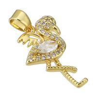 Cubic Zirconia Micro Pave Brass Pendant, Bird, gold color plated, micro pave cubic zirconia Approx 3mm 