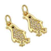 Cubic Zirconia Micro Pave Brass Pendant, Penguin, gold color plated, micro pave cubic zirconia Approx 3mm 