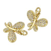 Cubic Zirconia Micro Pave Brass Pendant, Butterfly, gold color plated, micro pave cubic zirconia Approx 2mm 