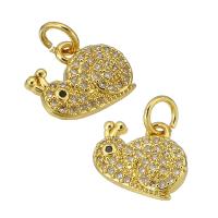 Cubic Zirconia Micro Pave Brass Pendant, Snail, gold color plated, micro pave cubic zirconia Approx 3mm 