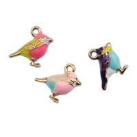 Zinc Alloy Enamel Pendants, Bird, gold color plated, DIY 