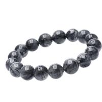 Black Rutilated Quartz Bracelet, Round, Unisex black cm 