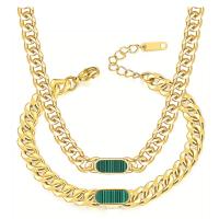 Collier de bijoux de titane, Acier titane, avec coquille, avec 1.97 chaînes de rallonge, Placage de couleur d'or, bijoux de mode & styles différents pour le choix, plus de couleurs à choisir, 7mm .54 pouce, Vendu par PC