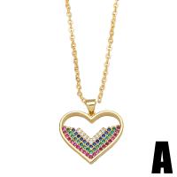 Collier en laiton cubique Zircon Micro Pave, avec 1.97 chaînes de rallonge, coeur, Placage de couleur d'or, styles différents pour le choix & pavé de micro zircon, doré .72 pouce, Vendu par PC