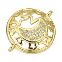 Cubic Zirconia Micro Pave Brass Connector, gold color plated, micro pave cubic zirconia & hollow Approx 1mm 