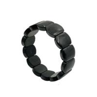 Schungit Armband, unisex & Strahlenschutz, schwarz, 12x16mm, Länge:ca. 15 cm, verkauft von PC