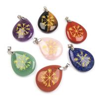 Pendentif bijoux de pierre gemme, Pierre naturelle, larme, différents matériaux pour le choix & unisexe, plus de couleurs à choisir Vendu par PC