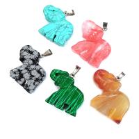 Pendentif bijoux de pierre gemme, Pierre naturelle, éléphant, différents matériaux pour le choix & unisexe, plus de couleurs à choisir Vendu par PC