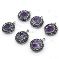 Amethyst Anhänger Februar Birthstone, mit Ton, Unregelmäßige, unisex, violett, 25x30-28x32mm, verkauft von PC