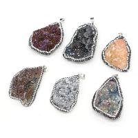 Ice Quartz Agate Pendants, with Rhinestone Clay Pave, irregular, Unisex 30x40- 