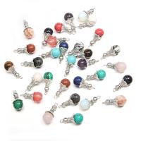 Gemstone Zinc Alloy Pendants, Natural Stone, with Zinc Alloy, platinum color plated & Unisex 