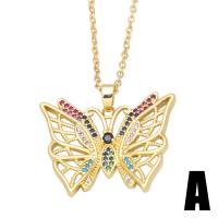 Collier en laiton cubique Zircon Micro Pave, avec 1.97 chaînes de rallonge, papillon, Placage de couleur d'or, styles différents pour le choix & pavé de micro zircon, doré .72 pouce, Vendu par PC