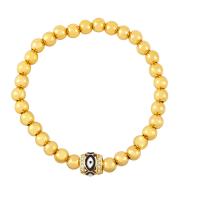 Cubic Zirconia Micro Pave Brass Bracelet, gold color plated, evil eye pattern & micro pave cubic zirconia & enamel .69 Inch 