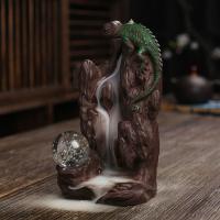 Incense Smoke Flow Backflow Holder Ceramic Incense Burner, Purple Clay, handmade, for home and office & durable & with LED light 