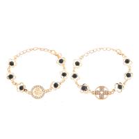 Zinc Alloy Rhinestone Bracelets, with Plastic, with 1.96 inch extender chain, gold color plated & for woman & with rhinestone Approx 5.9 Inch 