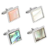 Zinc Alloy Cufflinks, with Shell, platinum color plated, for man 