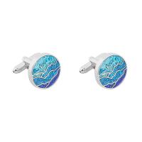 Zinc Alloy Cufflinks, silver color plated, for man, blue 