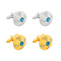 Zinc Alloy Cufflinks, plated, for man & with rhinestone 