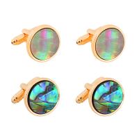 Zinc Alloy Cufflinks, with Shell, gold color plated, for man 