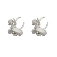 Boucle d'oreille en alliage de zinc en plastique perle, avec perle de plastique, pour femme, blanc Vendu par paire