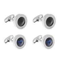 Zinc Alloy Cufflinks, platinum color plated, for man & with rhinestone 