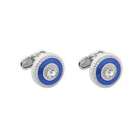 Zinc Alloy Cufflinks, stoving varnish, for man & with rhinestone, blue 