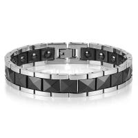 Titan Stahl Gesundheit Armband, Titanstahl, mit Schwarzer Ocker & Porzellan & 316 Edelstahl, mit Magnet & für den Menschen, keine, 12mm, Länge:ca. 8.46 ZollInch, verkauft von PC