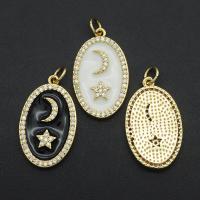 Cubic Zirconia Micro Pave Brass Pendant, plated & micro pave cubic zirconia & enamel 