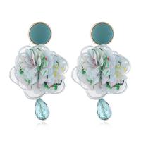 Fashion Create Jewelry Earring, Cloth, with Crystal & Zinc Alloy, Flower, fashion jewelry & for woman 