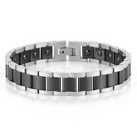 porcelaine bracelet, avec Ocre noir & Acier titane, poli, magnétique & pour homme, plus de couleurs à choisir, 13mm Environ 8.46 pouce, Vendu par PC