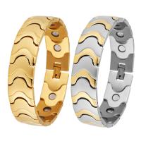 acier inoxydable bracelet, avec Acier titane, Placage, souffle de sable & magnétique & pour homme, plus de couleurs à choisir, 16mm Environ 8.27 pouce, Vendu par PC