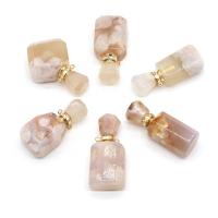 Agate aux fleurs de cerisier blanc Pendentif bouteille de parfum, avec fer, Placage de couleur d'or, unisexe & normes différentes pour le choix, rose, Vendu par PC