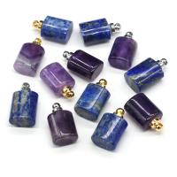 Natural Stone Perfume Bottle Pendant, with Iron, Rectangle, plated & Unisex 