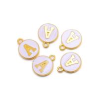 Zinc Alloy Enamel Pendants, Alphabet Letter, gold color plated golden 