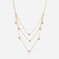 Collar Multi de la capa, acero inoxidable, con 1.96inch extender cadena, chapado en oro de 14 K, multicapa & cadena oval & micro arcilla de zirconia cúbica & para mujer, longitud:aproximado 14.5 Inch, Vendido por UD