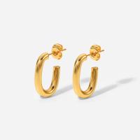 Stainless Steel Stud Earring, Geometrical Pattern, 18K gold plated, fashion jewelry & for woman 