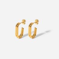 Stainless Steel Stud Earring, Geometrical Pattern, 18K gold plated, for woman & hollow 